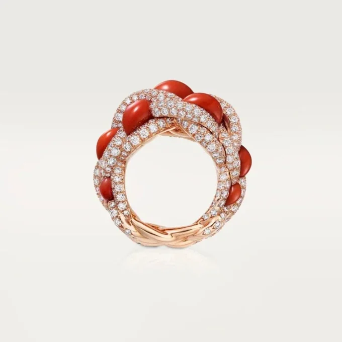 Cartier Libre Tressage Yüzük, Mercan