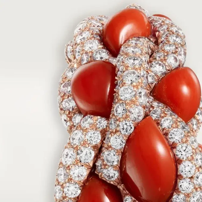 Cartier Libre Tressage Yüzük, Mercan