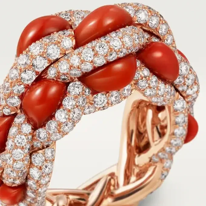 Cartier Libre Tressage Yüzük, Mercan