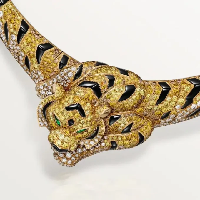 Faune Et Flore De Cartier Kolye, Sarı, Turuncu ve Kahverengi Pırlantalar, Paved