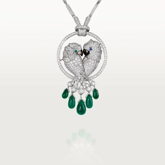 Faune Et Flore De Cartier Kolye, Zümrüt Damlalar, Paved