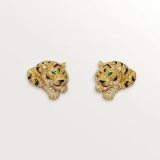 Faune Et Flore De Cartier Küpeler, Sarı, Turuncu ve Kahverengi Pırlantalar, Paved