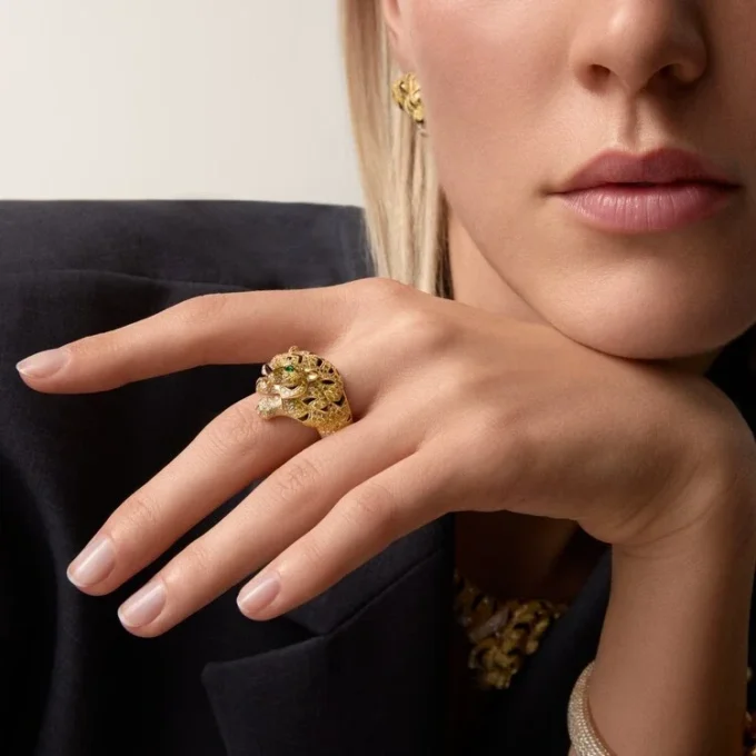 Faune Et Flore De Cartier Yüzük, Sarı, Turuncu ve Kahverengi Pırlantalar, Paved