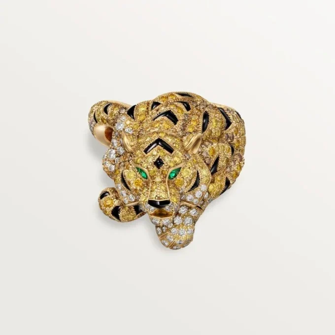 Faune Et Flore De Cartier Yüzük, Sarı, Turuncu ve Kahverengi Pırlantalar, Paved