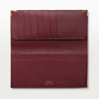 Genişletilebilir Bölmeli Uluslararası Cüzdan, Must De Cartier – Bordo Dana Derisi, Altın Kaplama – Cartier
