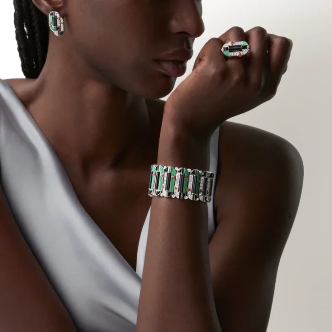 Geometrie & Contrastes Bilezik, Krizopraz, Paved