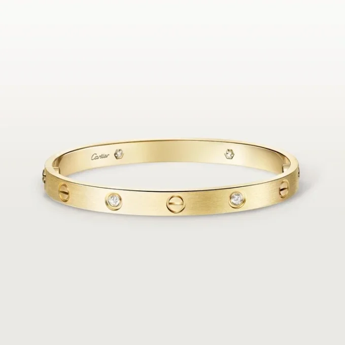 Love Bilezik, Klasik Model, Fırçalanmış, 4 Pırlanta