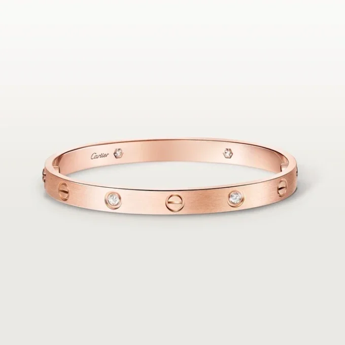 Love Bilezik, Klasik Model, Fırçalanmış, 4 Pırlanta