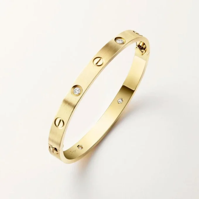 Love Bilezik, Klasik Model, Fırçalanmış, 4 Pırlanta