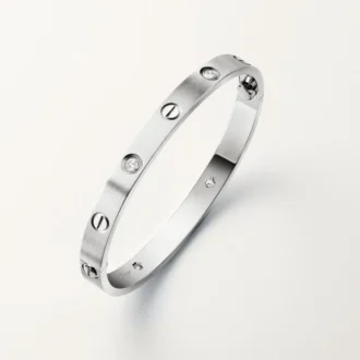 Love Bilezik, Klasik Model, Fırçalanmış, 4 Pırlanta