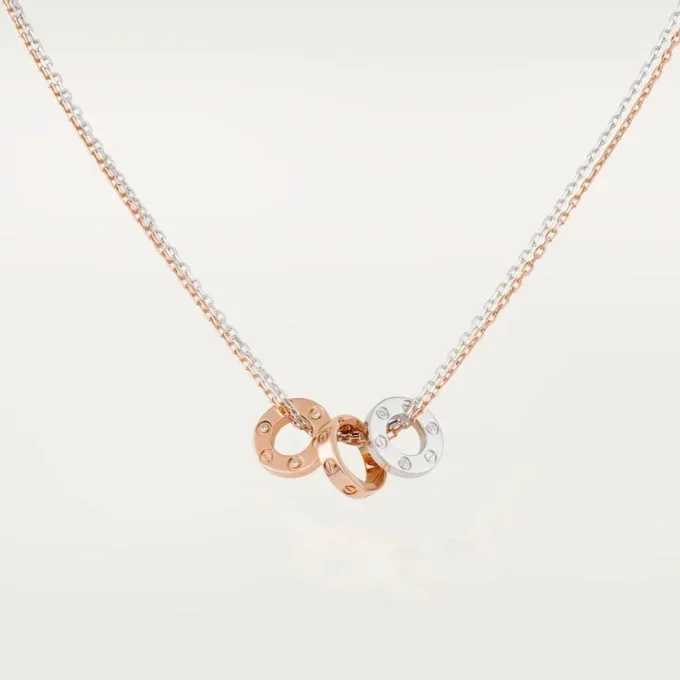 Love Kolye, 6 Pırlanta – Pembe Altın, Beyaz Altın, Pırlanta – Cartier