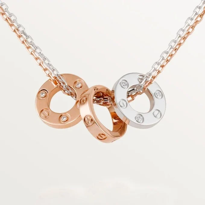Love Kolye, 6 Pırlanta – Pembe Altın, Beyaz Altın, Pırlanta – Cartier