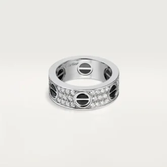 Love Yüzük, Pırlanta Kaplama, Seramik – Beyaz Altın, Seramik, Pırlantalar – Cartier