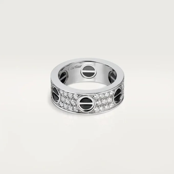Love Yüzük, Pırlanta Kaplama, Seramik – Beyaz Altın, Seramik, Pırlantalar – Cartier