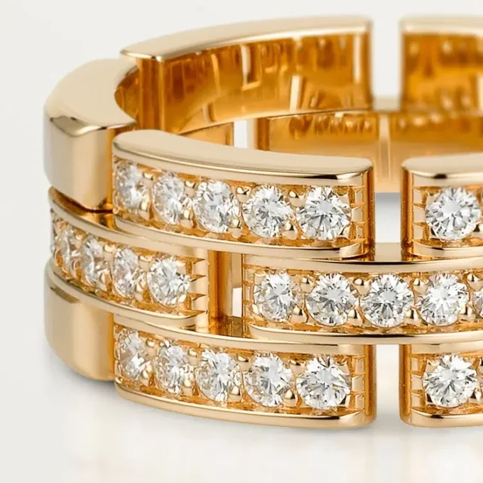 Maillon Panthere Yüzük, 3 Yarım Elmas Kaplı Sıra – Pembe Altın, Elmaslar – Cartier