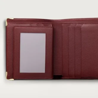 Çok Bölmeli Cüzdan, Must De Cartier – Bordo Dana Derisi, Altın Kaplama – Cartier