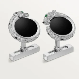 Panthere De Cartier Kol Düğmeleri – Rodyum Kaplama Beyaz Altın, Pırlanta, Zümrüt, Oniks – Cartier