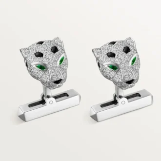 Panthere De Cartier Kol Düğmeleri – Rodyum Kaplama Beyaz Altın, Pırlanta, Zümrüt, Oniks – Cartier