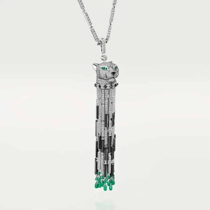 Panthere De Cartier Uzun Kolye, Zümrüt, Çok Yönlü, Büyük Model, Paved