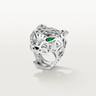 Panthere De Cartier Yüzük – Rodyum Kaplamasız Beyaz Altın, Tsavorite Garnetler, Oniks – Cartier