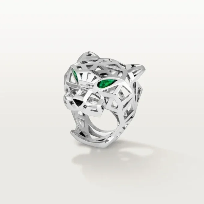 Panthere De Cartier Yüzük – Rodyum Kaplamasız Beyaz Altın, Tsavorite Garnetler, Oniks – Cartier
