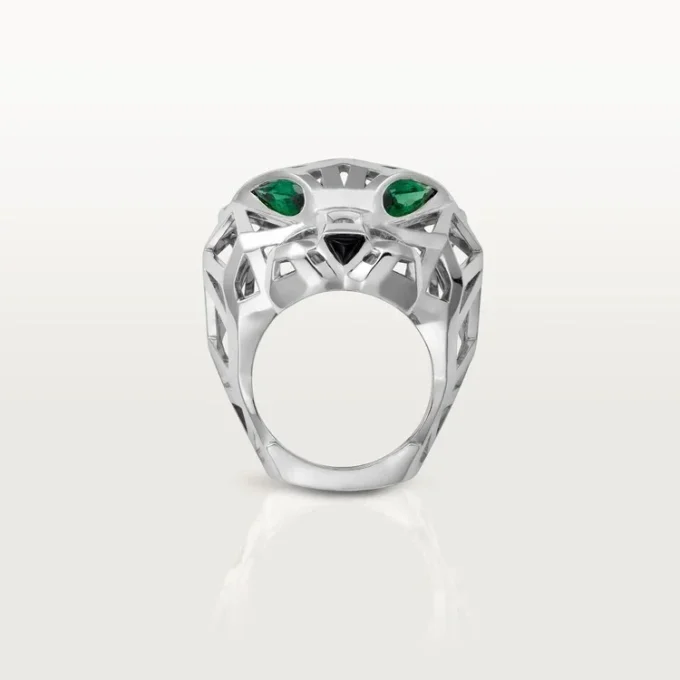 Panthere De Cartier Yüzük – Rodyum Kaplamasız Beyaz Altın, Tsavorite Garnetler, Oniks – Cartier