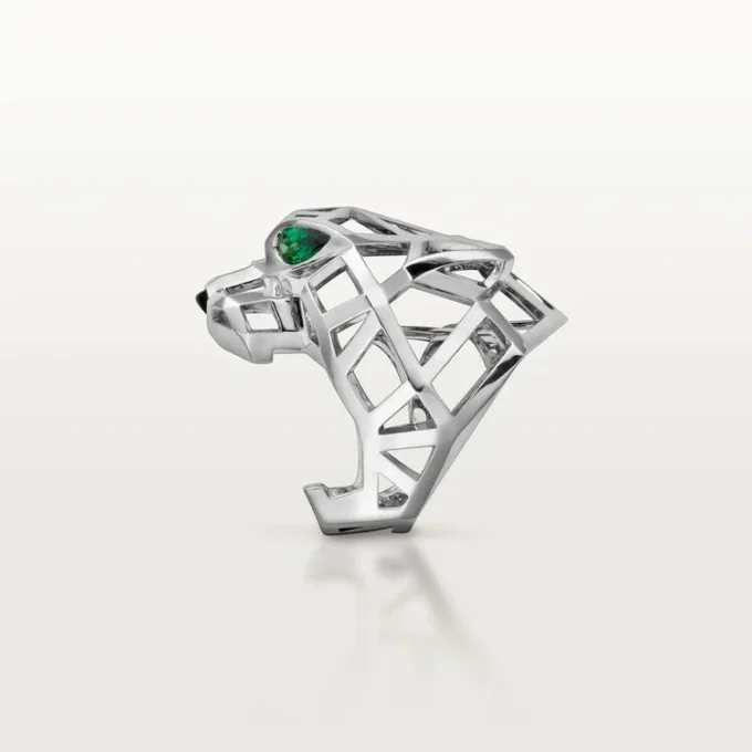 Panthere De Cartier Yüzük – Rodyum Kaplamasız Beyaz Altın, Tsavorite Garnetler, Oniks – Cartier